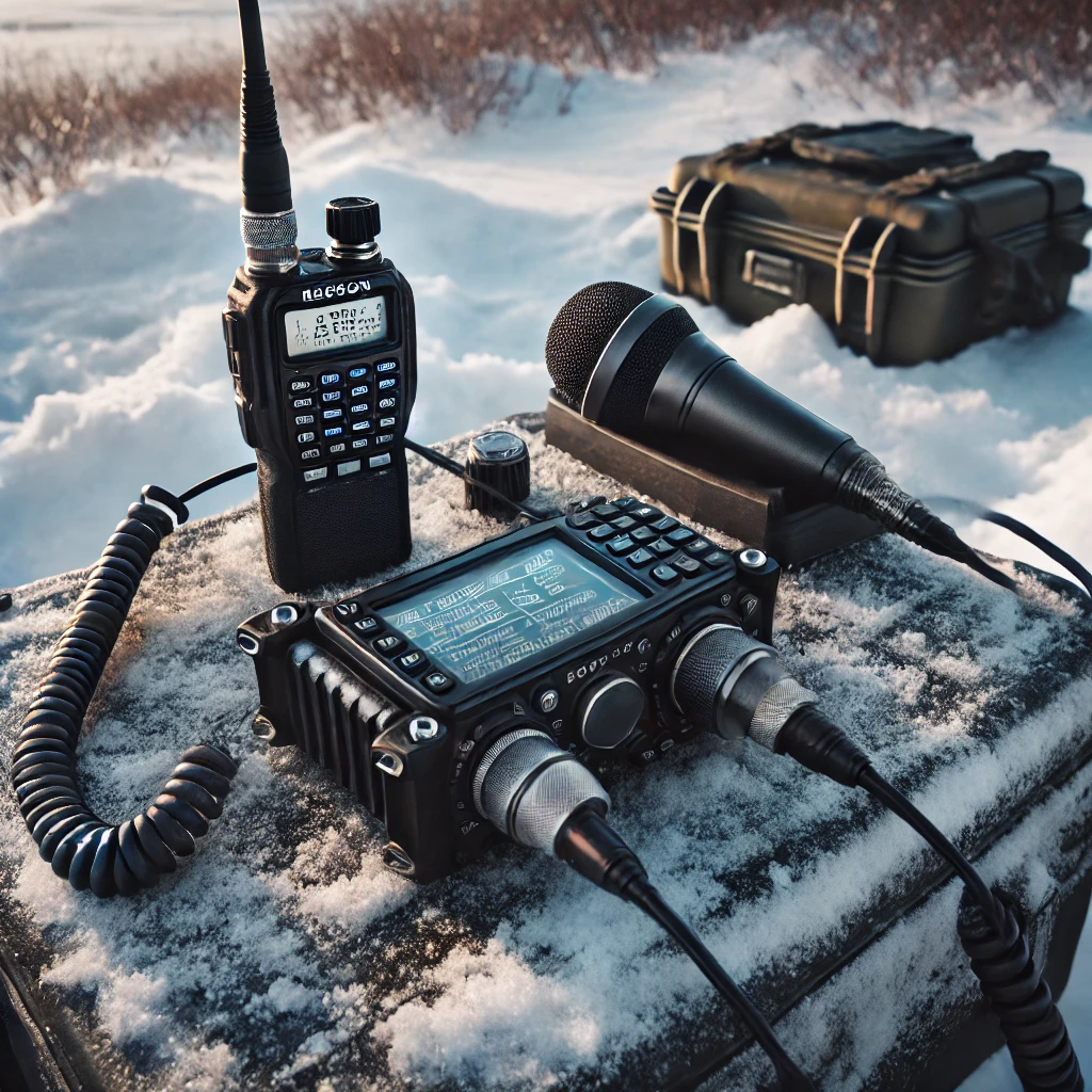 Portable radio close-up for Winter Field Day