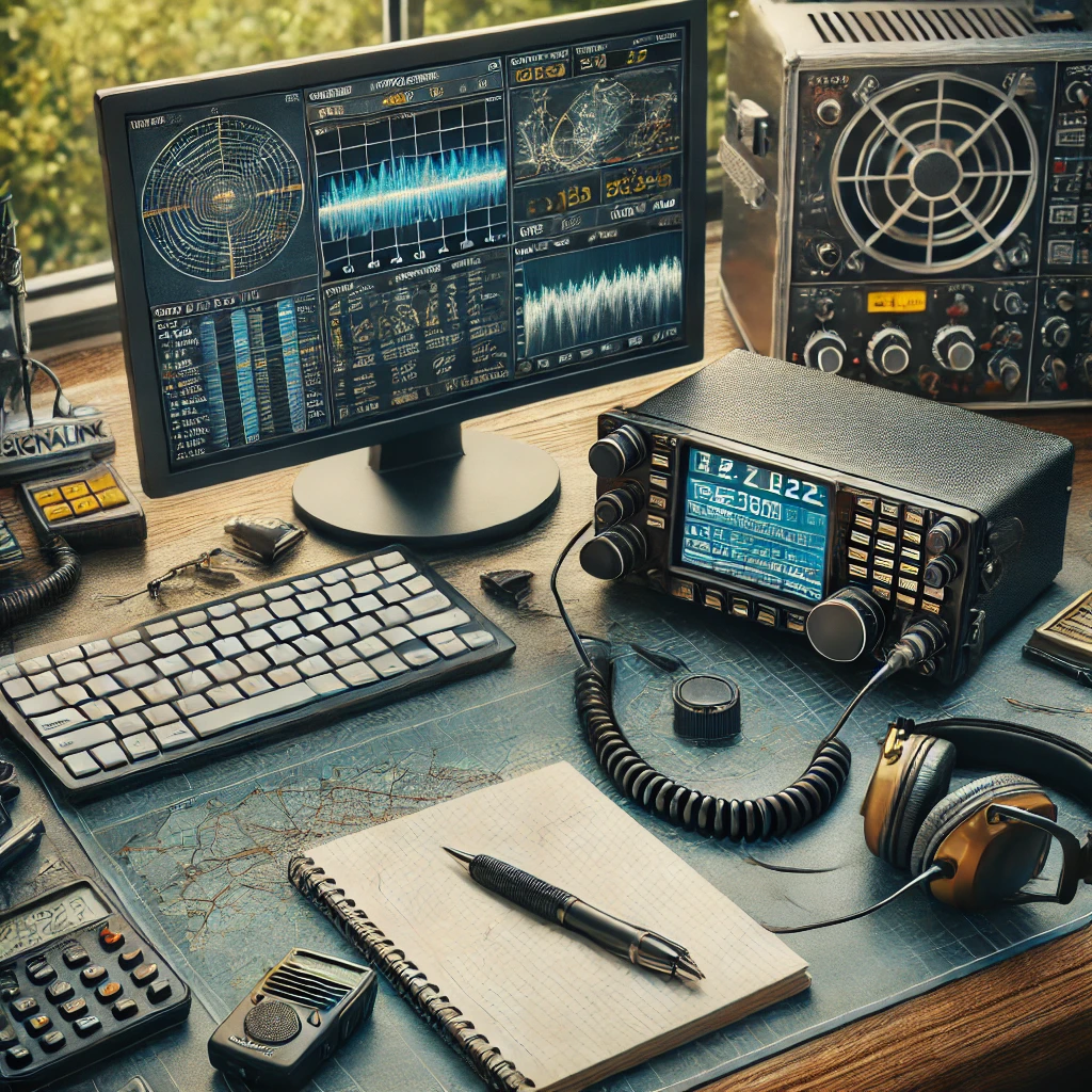 A detailed ham radio operator's station setup